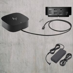 HP USB-C G5 Docking Station Dual Monitor 120W Power Adapter Bundle – Open Box